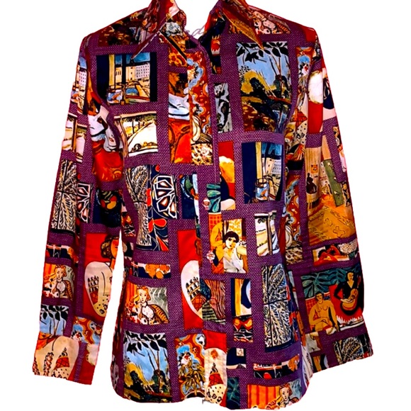 Vintage Art ButtonShirt collar Patchwork T-Shirt main image 0